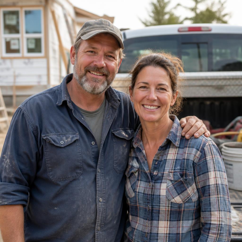 Donnie and Vivian Wetzel, owners of Homes by ReDo, outside a job site in Lyman, SC