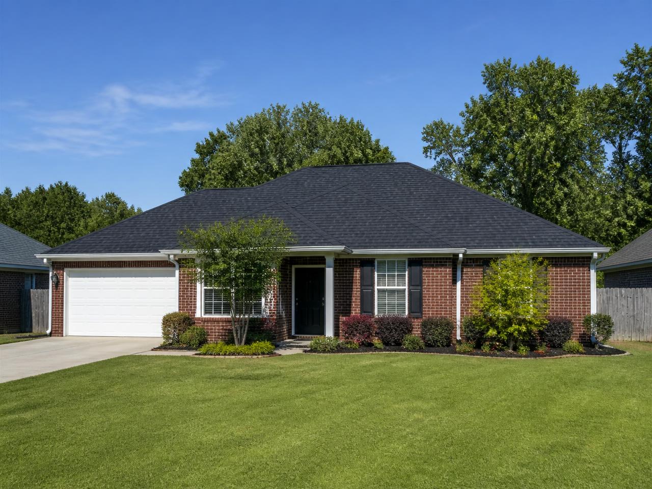 Home with a new charcoal architectural shingle roof